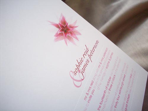 Pink Lilly invitation close up